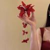 Long Tassel Sweet Petal Hair Clips Elegant Flower Duckbill Clip  Women Use