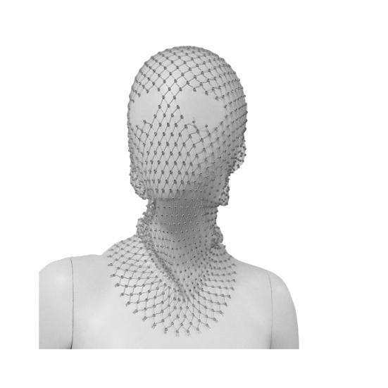 Fishnet Hat Rhinestones Design Hollow Hooded Hat Solid Color Breathable Elastic Fishnet Night Club Hat