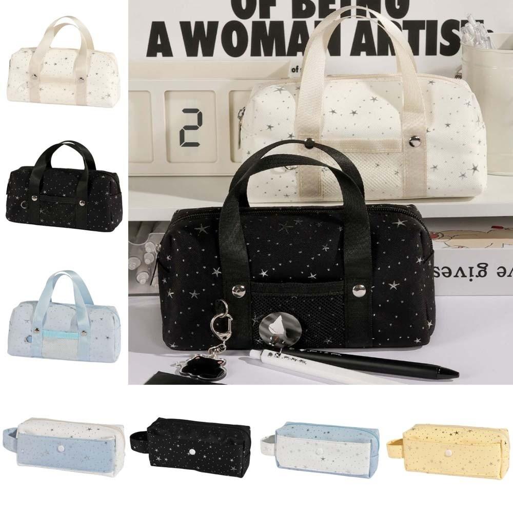Pencil Pouch Star Dots Pencil Case Handheld Cloth Stationery Bag School Supplies