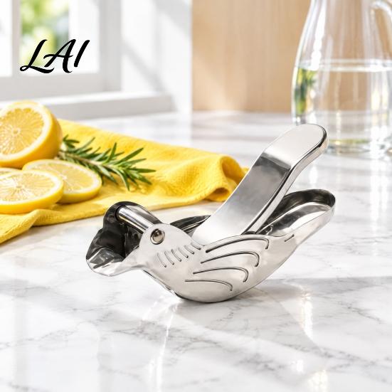 Bird Shaped Juice Extractor Stainless Steel Shape Lemon Juicer Ergonomic Manual Citrus Squeezer with Pour Maker for Office Spout ,Portable Hand Fruit