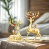 2 Pieces Elk Statues for Tabletop Decoration with Sitting And Standing Deer