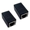 RJ45 Coupler - PHONILLICO - Pack of 2 - Black - Compatible Cat 5/6/7