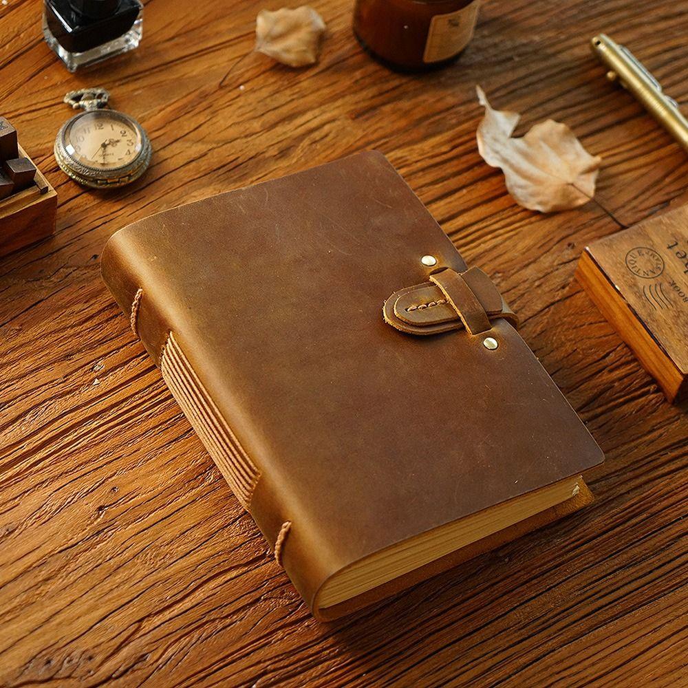 Handmade Leather Bound Journal Genuine Leather Cover Travel Sketchbook School Office Supplies