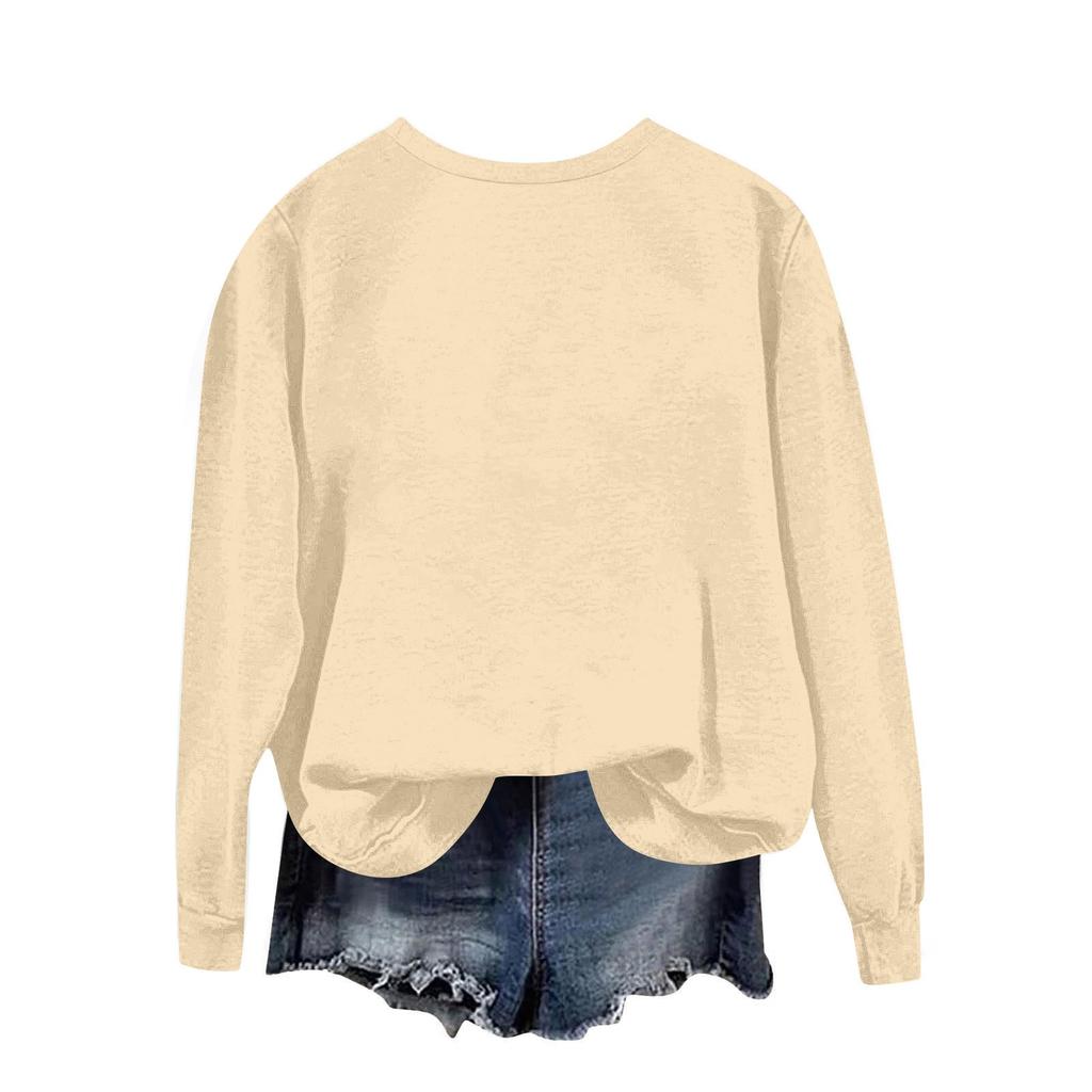 Женский модный и повседневный пуловер с длинными рукавами, принтом и круглым вырезом, спортивный топ-свитшот