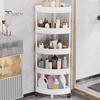 Storage Rack Rolling Cart with Multiple Layers Large Capacity 360-Degree Wheels Design Floor-standing Bathroom Corner Triangle Shelf