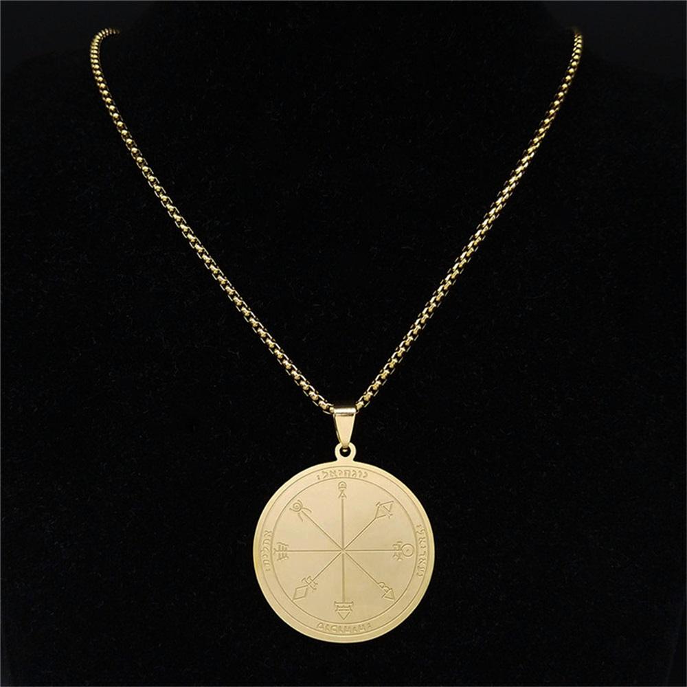 Talisman of Protection Good Luck Wealth Seal of Solomon Stainless Steel Necklaces Pendants Women Men Jewelry