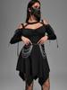 Rosegal Gothic Choker Lace Up Cutout Handkerchief Dress