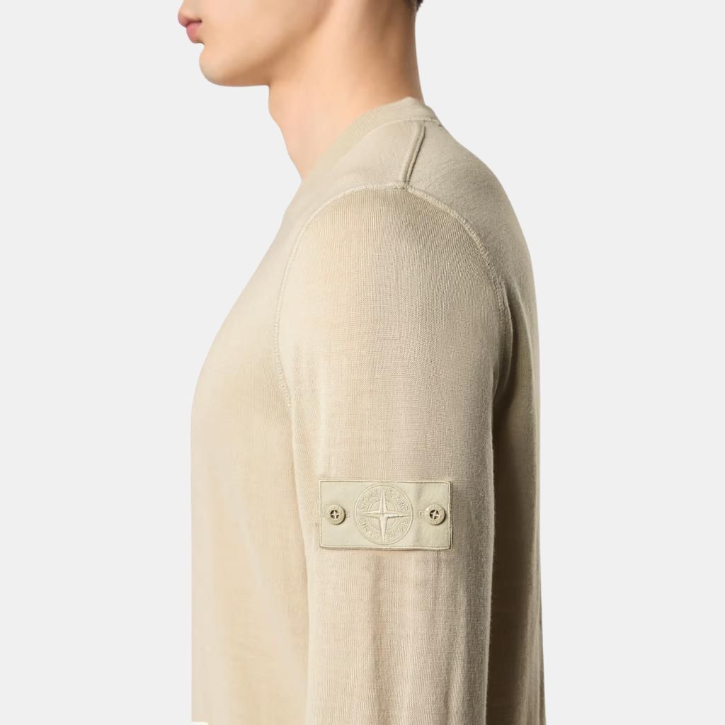 STONE ISLAND Однотонный свитер с круглым вырезом и длинными рукавами для мужчин, бежевый K1S1551000-66S00FC-V0090