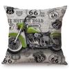 Classic Us Route 66 Vintage Motorcycle Poster Art Home Decorative Pillow Cover Retro American Style Cotton Linen Cushion Covers