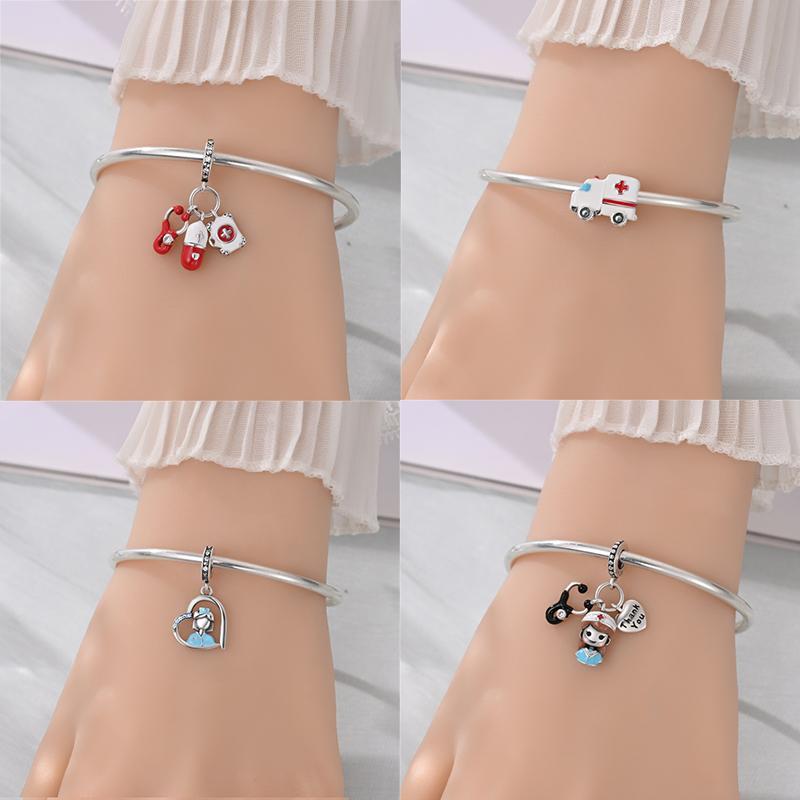 925 Silve Charms Beads Doctor's Teeth Dentist Charms First Aid Kit Dangle For Bracelet Occupation Jewelry Gift