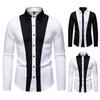Men's Contrast Panel Dress Shirt Long Sleeve Casual Formal Top for Men Spring Autumn Multi-Color Male Fashion Blouse