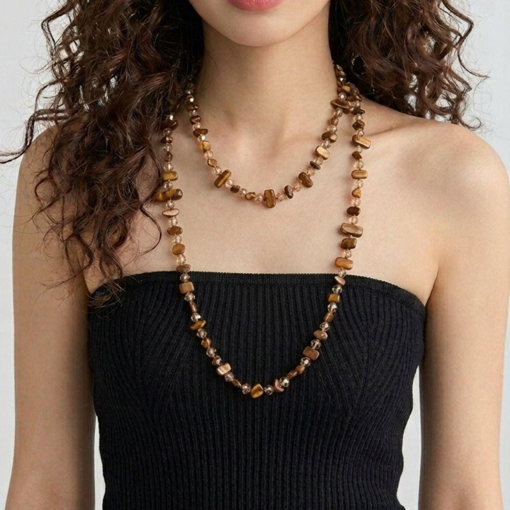 Bohemian Long Necklace Stackable Double Layers Necklace Fashion Jewelry Accessories Women Girls