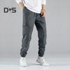 Мужские брюки-карго на шнурке с эластичной резинкой на талии, однотонные свободные спортивные брюки с карманами на щиколотке, повседневные брюки для повседневной носки