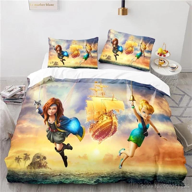 Tinker Bell Fairies 3D Print Duvet Cover Set HD Comforter Cover Bedclothes for Kids Bedding Sets Bedroom Decor