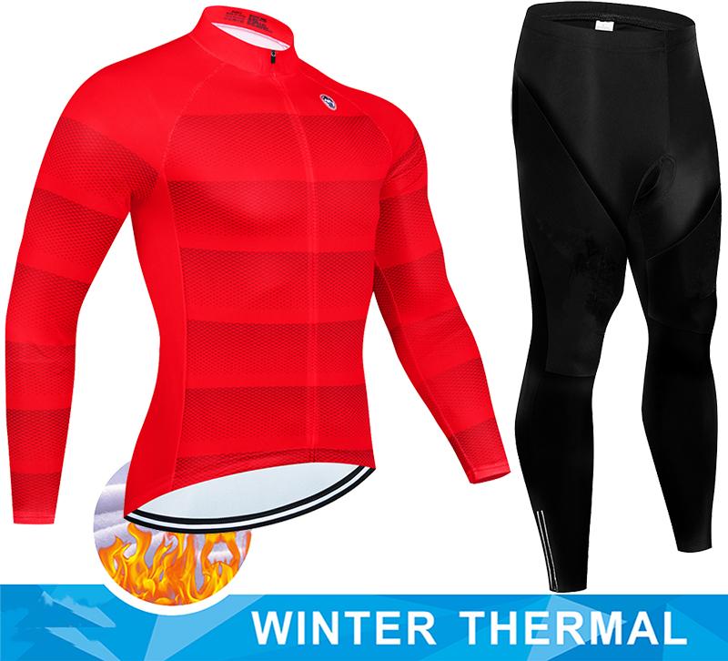 2026 Winter Fleece Warm Winter Thermal Fleece Cycling Jersey Set Man's Long Sleeves Cycling Kits Mountain Bike Jersey Road Bike Cycling Suit