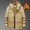 Men's High-end Cotton-padded Jacket Men's Winter Cold-proof Padded Jacket Plus Velvet Thickened Tooling Jacket Mid-length Cotton-padded Jacket