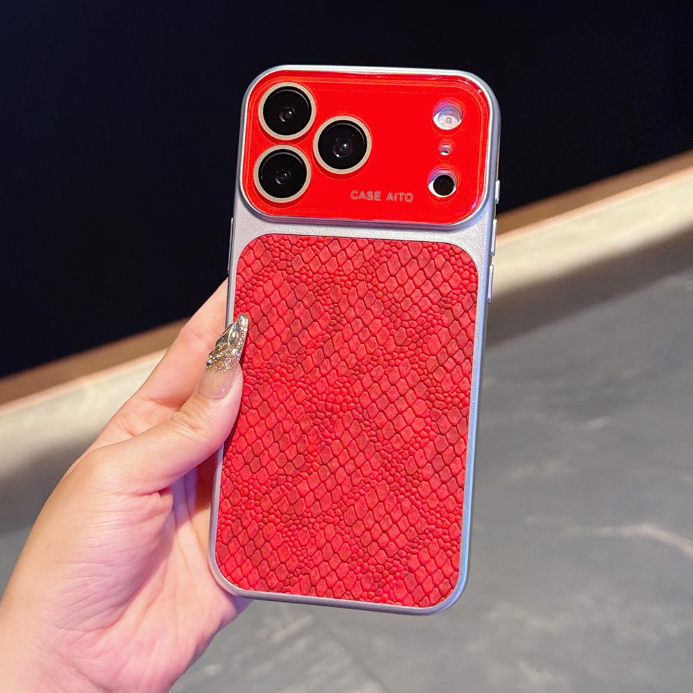 Роскошный кожаный чехол для телефона с узором под крокодила для iPhone 17 16 15 14 Pro Max 17Pro Жесткий ПК Большое окно Ударопрочный Защитный чехол