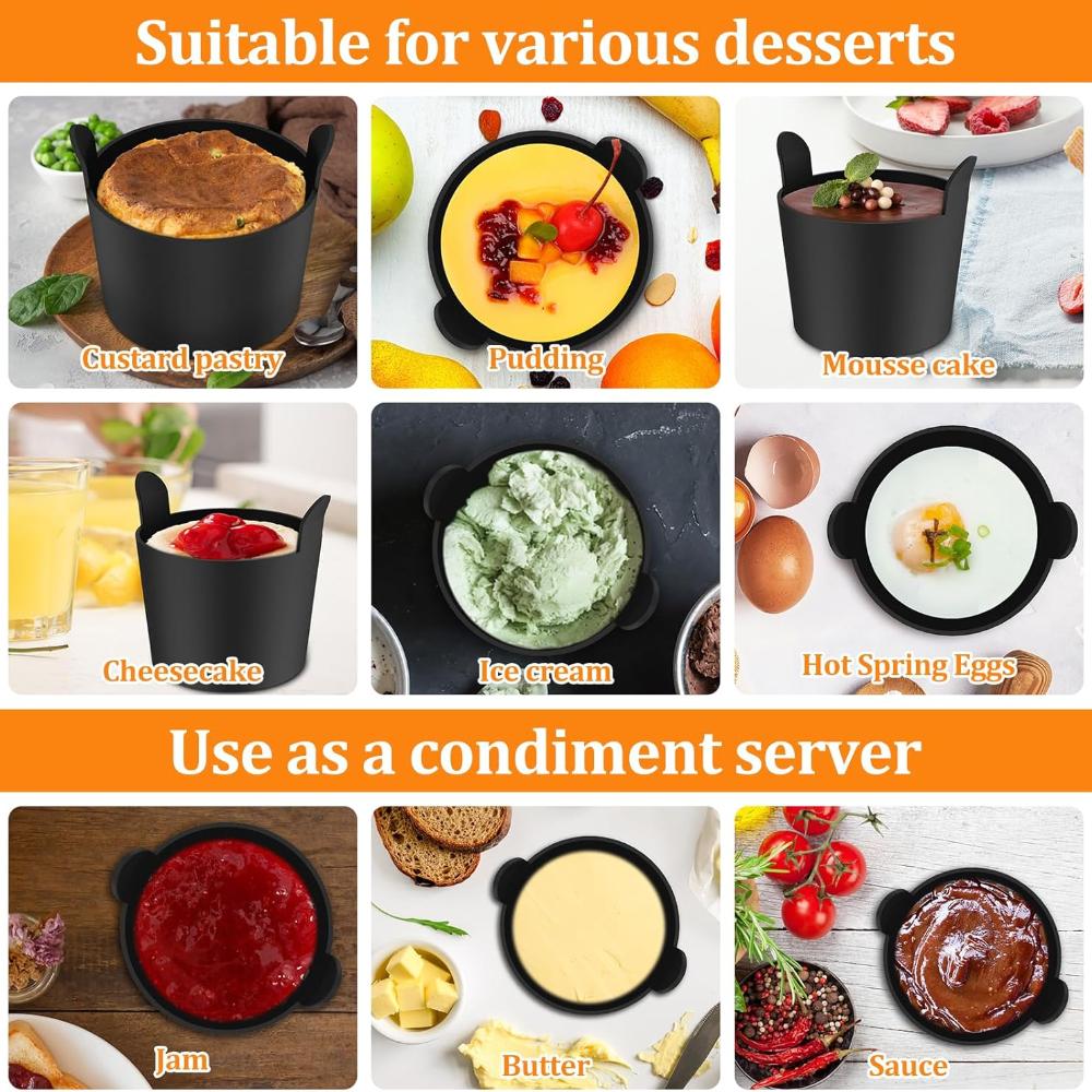 2Pcs Air Fryer Egg Poacher Cups Silicone Cake Muffins Cupcakes Moulds Baking Custard Tart Pie Desserts Egg Poaching Maker AVE