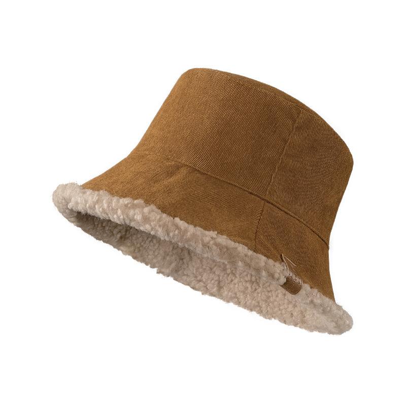 Autumn and Winter Korean Style Velvet Double-sided Fisherman Hat for Women Japanese Versatile Sunshade and Warm Plush Bucket Hat