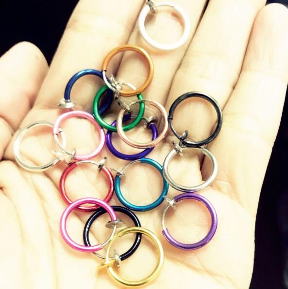 2 шт. поддельный пирсинг, обруч для носа и губ, кольцо для уха и языка, ювелирные изделия 13 мм