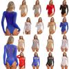 Women's Nylon Long Sleeve Bodysuit Tops See Through Jumpsuit Leotard Clubwear