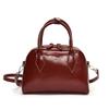 Ielgy Handbag Niche Oil Wax Leather Boston Female Bag Fashion Commuter Bag