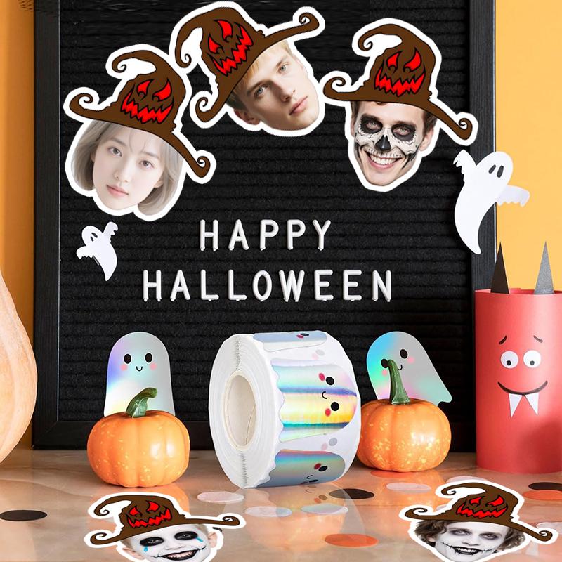 20pcs Personalized Pumpkin With Face Label Customized Halloween Sticker Custom Funny Hat Paper Stickers Hallow Party Supply