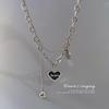Нержавеющая сталь 316L Kpop Черное сердце Ожерелье Французская металлическая цепочка на ключицу Корейская простая женская короткая подвеска Женский короткий кулон для женщин