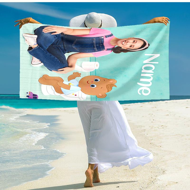 Personalized customized proof beach towel with Ms. Rachel pattern - soft, absorbent,quick-drying,perfect swimming,camping&bathing