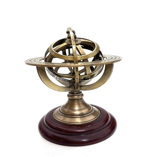 15,24 см Армиллярная сфера на элегантной деревянной подставке Ностальгический декоративный акцент для вашего домашнего декора Армиллярная сфера Лучший подарок