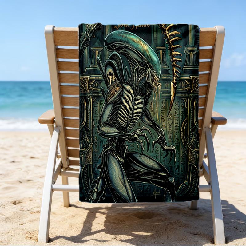Custom Name Beach Towel Alien Artwork Beach Towel, Soft Microfiber, Gift for Her/Him, Birthday, for Pool, Beach, Travel, Fan gifts