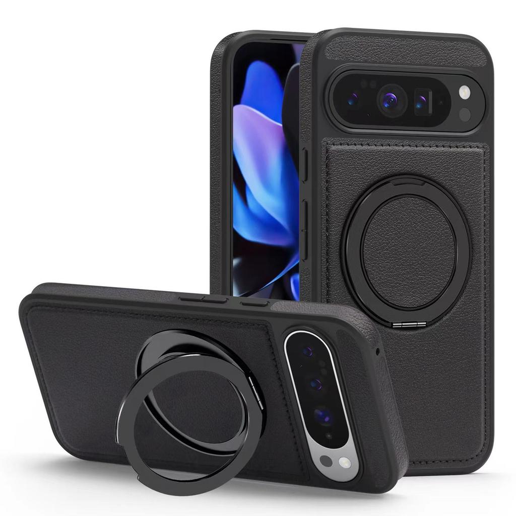 Магнитная подставка Yashi 360 для Google Pixel 9A Кожаный защитный чехол - Модель 10ProXL