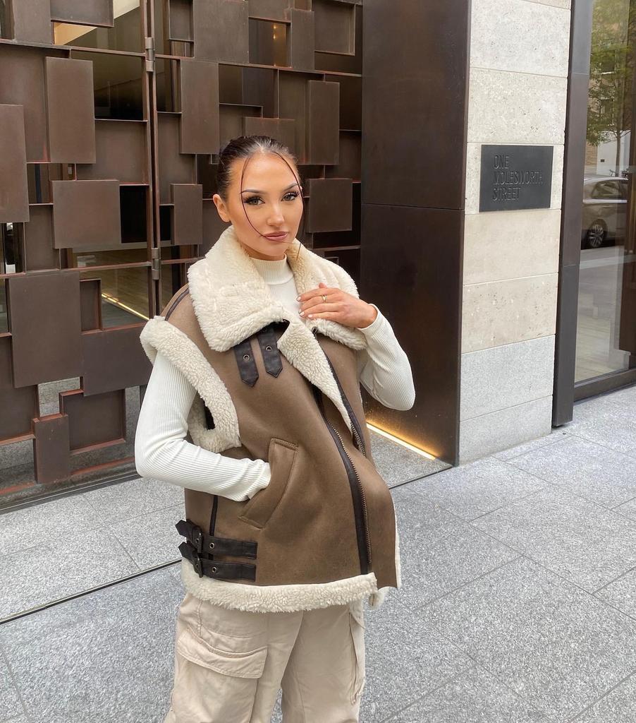 Женский жилет из меха верблюжьей шерсти в европейском стиле, осень 2023 г.