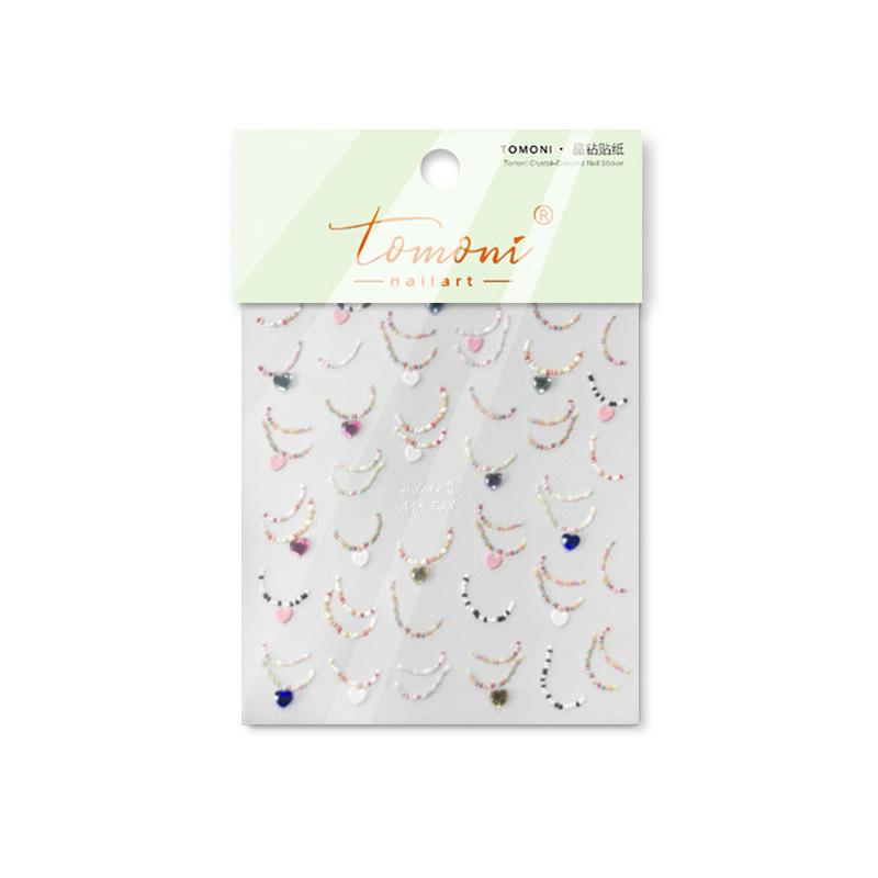 Bright Crystal Nail Art Stickers Retro Nail Sticker Love Necklace Stickers DIY Creative Decoration