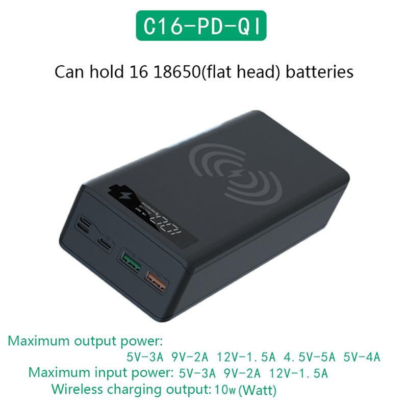 16*18650 USB-сварочный бесплатный аккумуляторный ящик для хранения, чехол для быстрой беспроводной зарядки