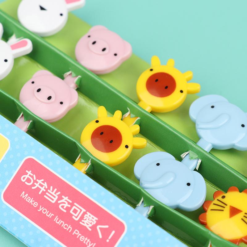 10Pcs Mini Animal Farmkids Fruit Fork Cartoon Snack Cake Dessert Food Toothpick