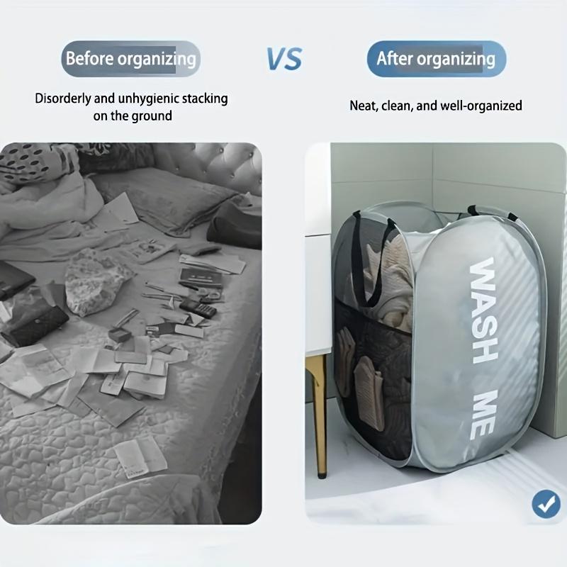 Складная корзина для белья с ручкой - Складная корзина для белья из сетчатой ткани, экономящая место, подходит для ванных комнат, Корзины для белья