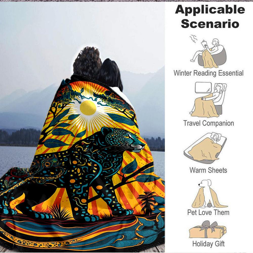 1pc Jungle Safari Print Blanket Lightweight Blanket Throw Blanket For Sofa, Bed, Travel, Camping, Livingroom, Office, Couch, Chair yy251010094