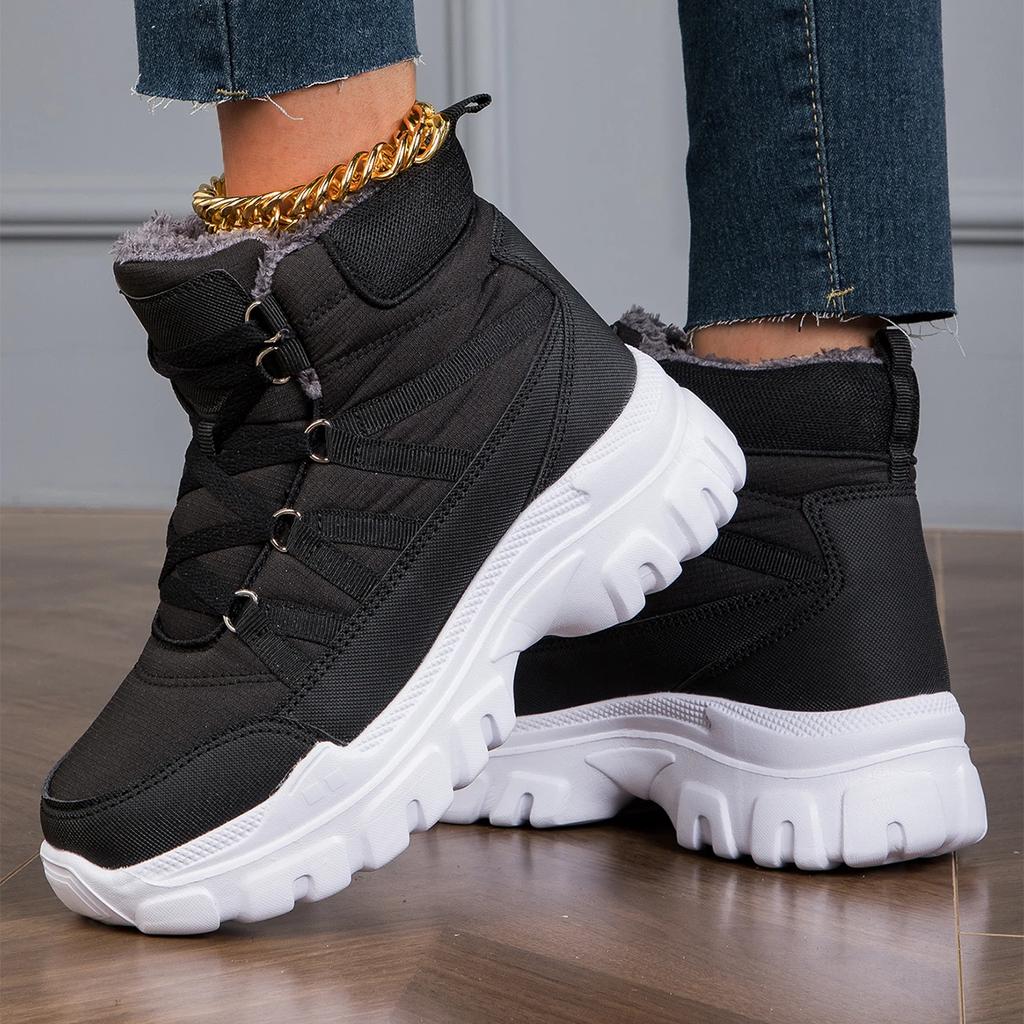 2024 Новые женские повседневные зимние ботинки Роскошные брендовые кроссовки Ботильоны на толстой подошве Теплые плюшевые хлопковые ботинки