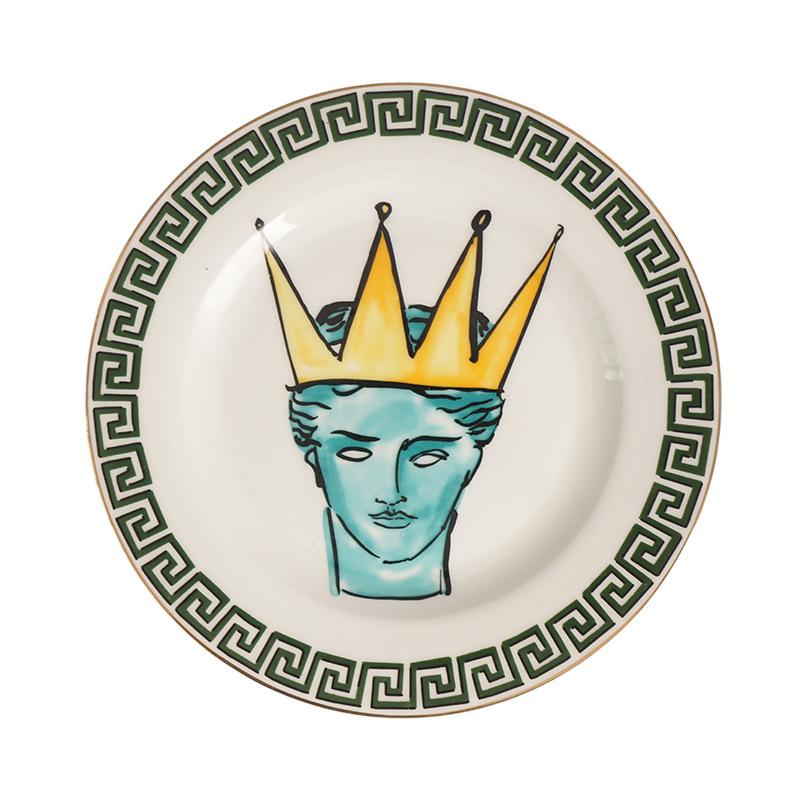 Креативная керамическая десертная тарелка с рисунком морского бога, посуда, фарфоровые тарелки, кружки