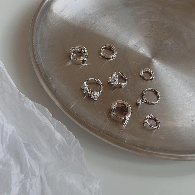 Серьги-иглы из серебра 925 пробы в корейском стиле с гонконгским шармом — модная застежка и дизайн ушных косточек