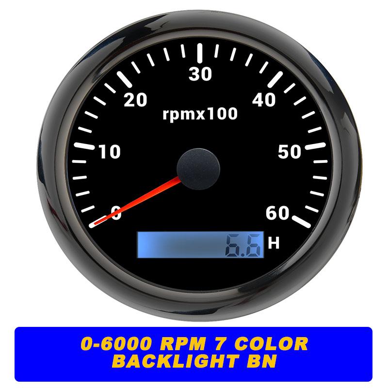 New 7 Color Backlight 85mm Tachometer Gauge For Marine Boat Car Truck 9-32V LCD 3K~8K RPM Tacho Digital Hour Meter