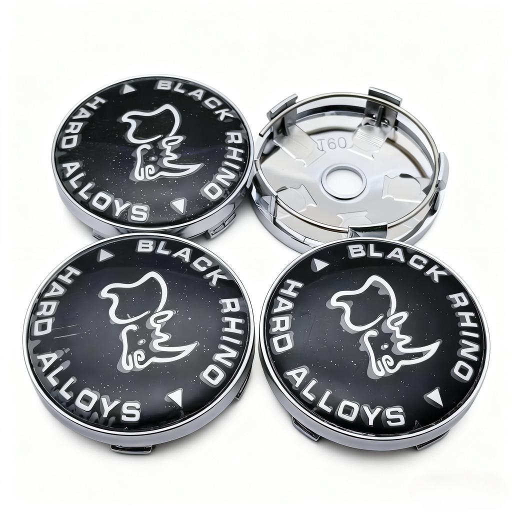 4pcs Black Rhino Logo Badge Car Wheel Center Caps 60MM 56MM Car Wheels Hub Cap Rhinoceros Emblem Rim Hubcaps Cover Accessories