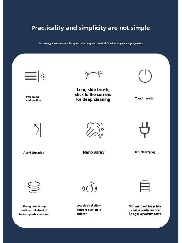 Многофункциональный интеллектуальный робот-пылесос с функцией распыления и мытья полов