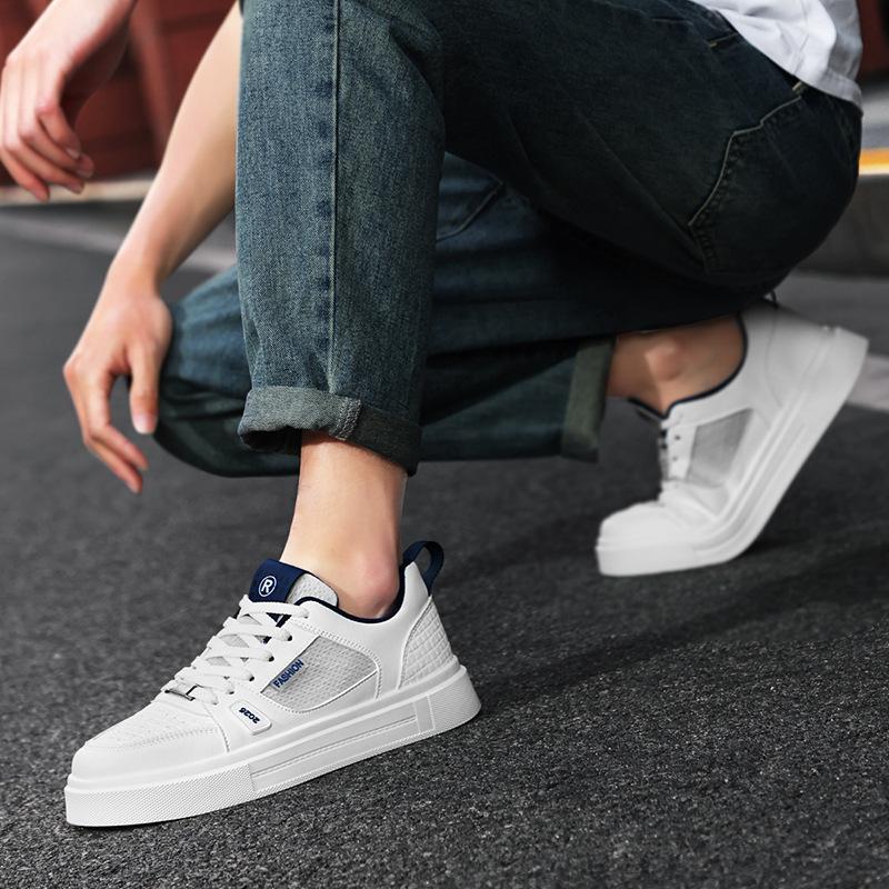 Men's Shoes Spring New Versatile Casual Sports Trend Fashion Daily Platform Free Lace-up Men's White Shoes Board Shoes