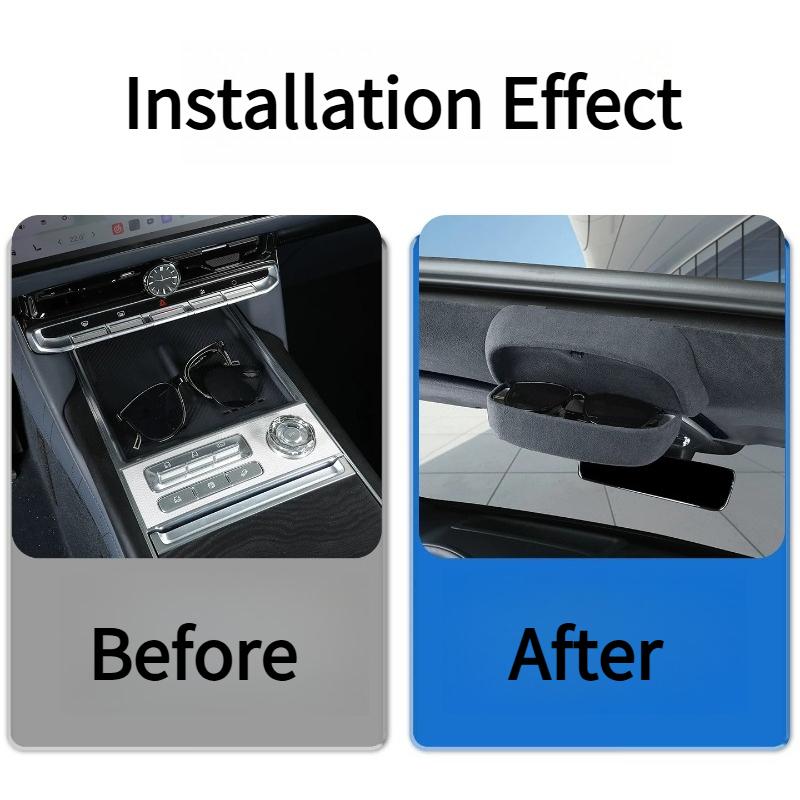 Suede Car Sunglasses Holder Storage Box Case for Geely Zeekr 9X Sun Glasses Storage Clip Flocking Lining Eyeglass Rack Interior