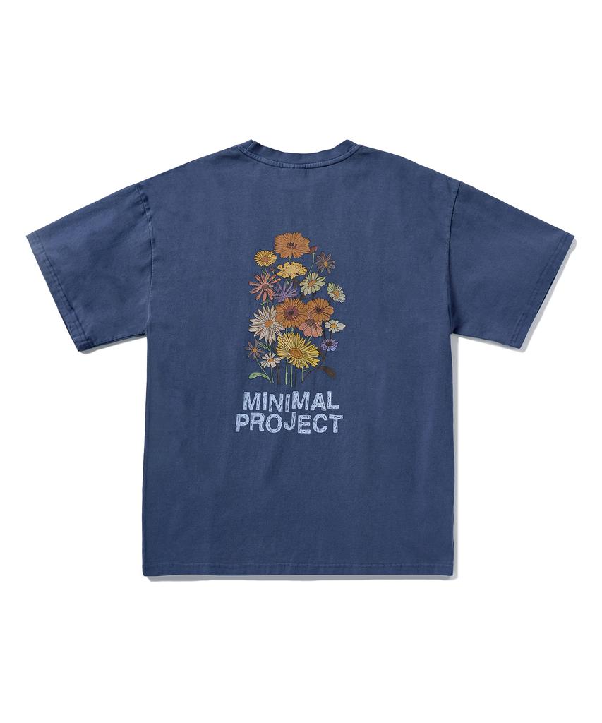 MINIMALPROJECT Футболка с коротким рукавом и цветочным принтом, пигментная, Mst155 [Светло-синий]