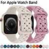Силиконовый ремешок для Apple Watch Band Ultra 2 49 мм 46 мм 45 мм 44 мм 42 мм Спортивный дышащий браслет для IWatch Series 10 9 8 7 6 SE 5