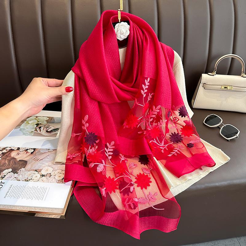 Luxurious Silk Blend Scarf - Soft, Breathable, Windproof, and Elegant Solid Color Shawl for Casual Travel, Beach, and Daily Wear