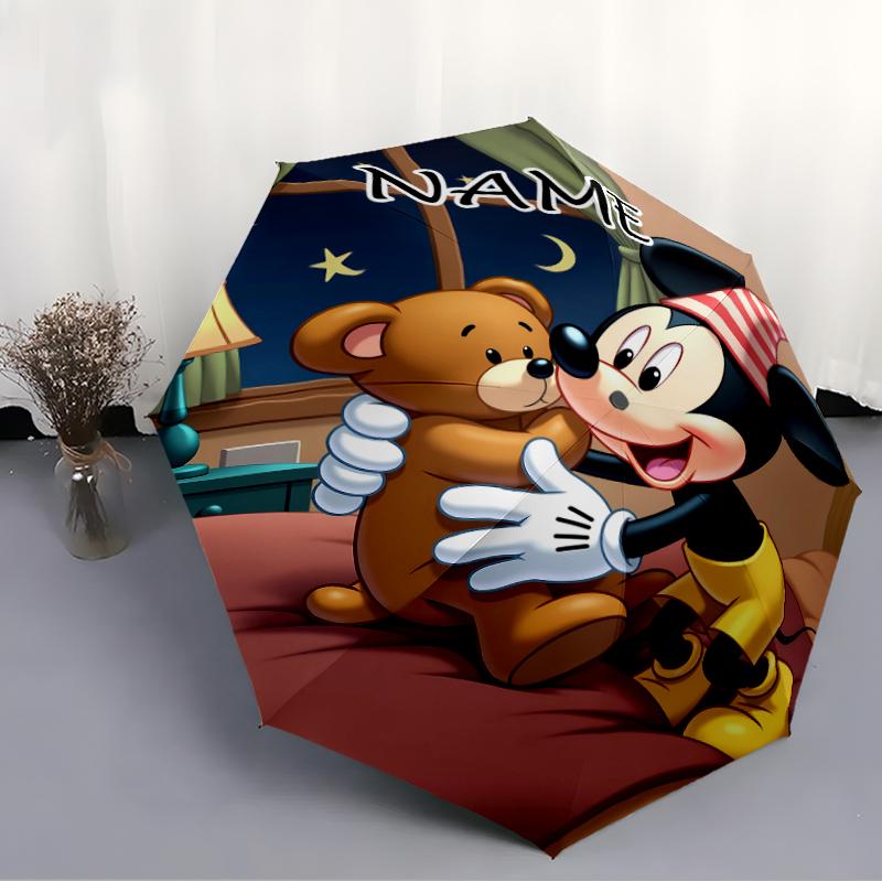 Personalized Name M-Mickey Print Umbrella - Automatic Open/Close, Eight-Rib Durable Frame, Automatic Folding Umbrella